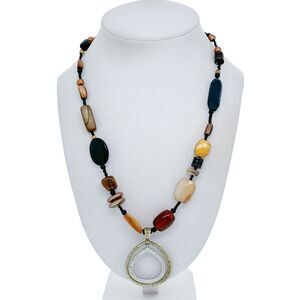 Silpada Sterling Silver 925 Brass Teardrop Pendant Beaded Necklace 18"-20"